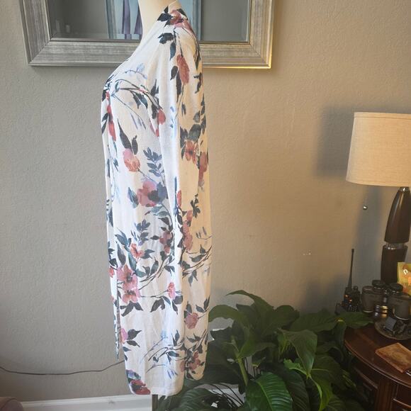 J.Jill Women's Linen Blend Floral Whimsical Duster Cardigan Sweater Size M Multi - Picture 5 of 8